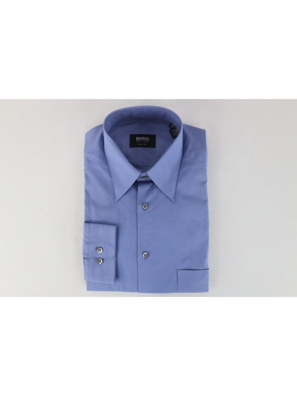 Deadstock Vintage 90s Hugo Boss Mens 15.5 34/35 2 Ply Collared Button Shirt Blue